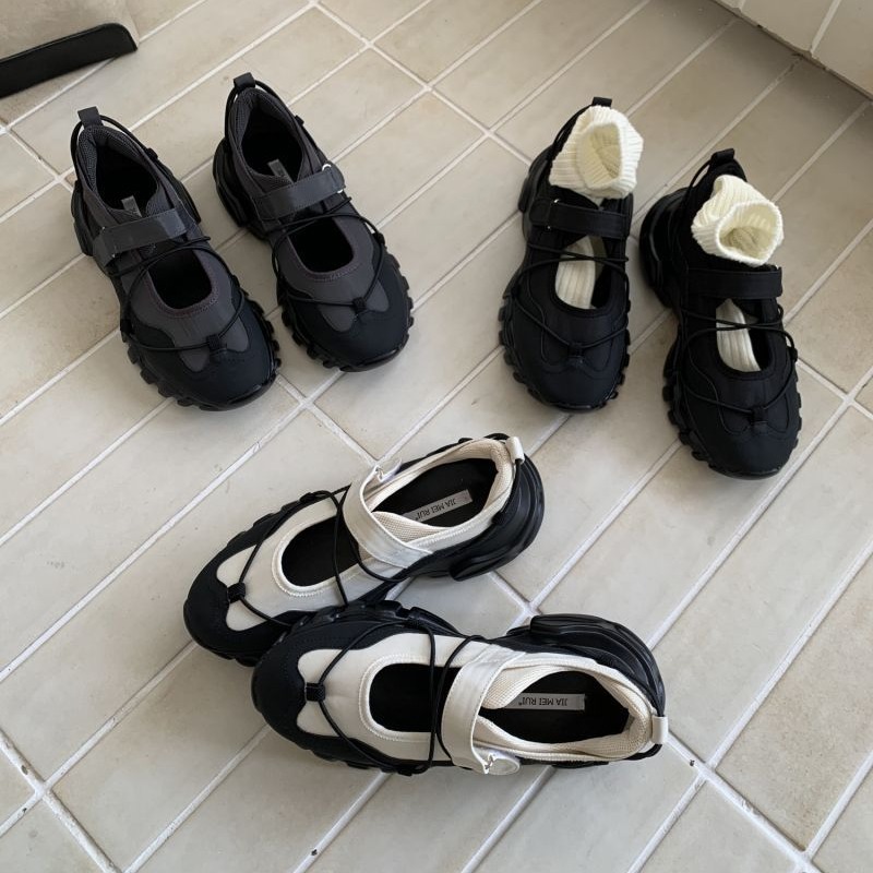Men'S Shoes With Velcro - Sporty Chunky Platform Mary Jane Shoes