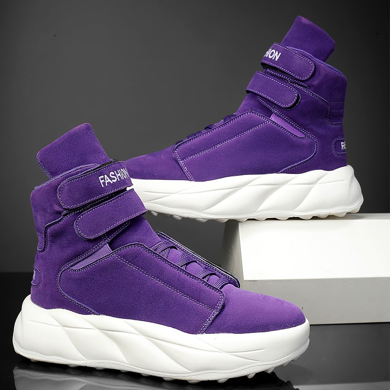 Men'S Shoes With Velcro - 2026 Purple High Top Sneakers Men